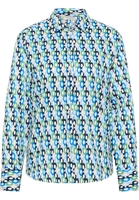Hemdbluse in blau bedruckt