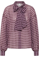 Hemdbluse in braun bedruckt