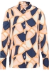 Hemdbluse in navy bedruckt