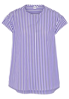 KURZARM BLUSE 1863 BY ETERNA - PREMIUM POPELINE LILA GESTREIFT