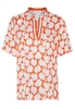 KURZARM BLUSE 1863 BY ETERNA - PREMIUM VISKOSE ORANGE/WEISS BEDRUCKT