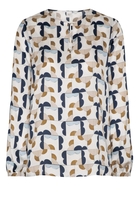 LANGARM BLUSE 1863 BY ETERNA - PREMIUM BEIGE/BLAU BEDRUCKT