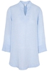 LANGARM BLUSE 1863 BY ETERNA - PREMIUM LEINEN BLAU UNIFARBEN