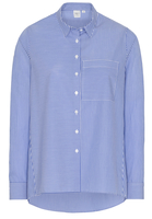 LANGARM BLUSE 1863 BY ETERNA - PREMIUM POPELINE BLAU/WEIß GESTREIFT