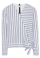 LANGARM BLUSE 1863 BY ETERNA - PREMIUM POPELINE BLAU/WEIß GESTREIFT