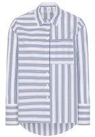 LANGARM BLUSE 1863 BY ETERNA - PREMIUM POPELINE MARINE/WEISS GESTREIFT
