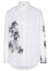 LANGARM BLUSE 1863 BY ETERNA - PREMIUM POPELINE WEISS/GRAU BEDRUCKT