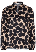 LANGARM BLUSE 1863 BY ETERNA - PREMIUM SATINBINDUNG BEIGE/SCHWARZ