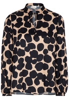 LANGARM BLUSE 1863 BY ETERNA - PREMIUM SATINBINDUNG BEIGE/SCHWARZ