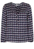 LANGARM BLUSE 1863 BY ETERNA - PREMIUM SATINBINDUNG BLAU/WEISS/LACHS