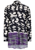 LANGARM BLUSE 1863 BY ETERNA - PREMIUM SATINBINDUNG LILA/GRAU BEDRUCKT