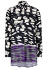 LANGARM BLUSE 1863 BY ETERNA - PREMIUM SATINBINDUNG LILA/GRAU BEDRUCKT