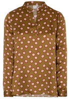 LANGARM BLUSE 1863 BY ETERNA - PREMIUM SATINBINDUNG OLIV/ROT BEDRUCKT