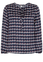 LANGARM BLUSE 1863 BY ETERNA - PREMIUM SATINGEWEBE BLAU/WEISS/LACHS