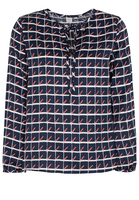 LANGARM BLUSE 1863 BY ETERNA - PREMIUM SATINGEWEBE BLAU/WEISS/LACHS