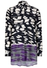 LANGARM BLUSE 1863 BY ETERNA - PREMIUM SATINGEWEBE LILA/GRAU BEDRUCKT