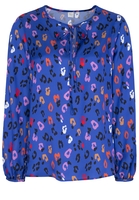 LANGARM BLUSE 1863 BY ETERNA - PREMIUM SATINGEWEBE ROYALBLAU BEDRUCKT