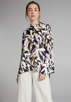 LANGARM BLUSE 1863 BY ETERNA - PREMIUM SEIDE MARINE/OLIV/FLIEDER