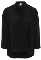 LANGARM BLUSE 1863 BY ETERNA - PREMIUM SEIDE SCHWARZ UNIFARBEN