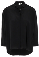 LANGARM BLUSE 1863 BY ETERNA - PREMIUM SEIDE SCHWARZ UNIFARBEN