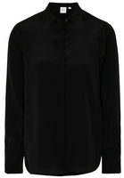 LANGARM BLUSE 1863 BY ETERNA - PREMIUM SEIDE SCHWARZ UNIFARBEN