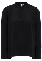 LANGARM BLUSE 1863 BY ETERNA - PREMIUM SEIDE SCHWARZ UNIFARBEN