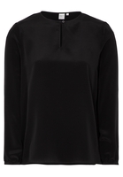 LANGARM BLUSE 1863 BY ETERNA - PREMIUM SEIDE SCHWARZ UNIFARBEN