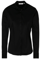 LANGARM BLUSE 1863 BY ETERNA - PREMIUM SLIM FIT SATINGEWEBE SCHWARZ