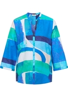 Linen Shirt Bluse in azurblau bedruckt