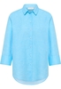 Linen Shirt Bluse in azurblau unifarben