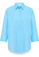 Linen Shirt Bluse in azurblau unifarben