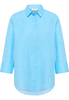 Linen Shirt Bluse in azurblau unifarben