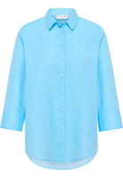 Linen Shirt Bluse in azurblau unifarben