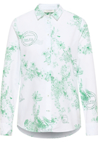 Oxford Shirt Bluse in grün bedruckt