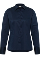 Satin Shirt Bluse in dunkelblau unifarben