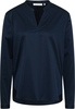 Satin Shirt Bluse in dunkelblau unifarben