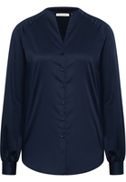 Satin Shirt Bluse in dunkelblau unifarben