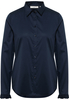 Satin Shirt Bluse in navy unifarben