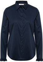 Satin Shirt Bluse in navy unifarben
