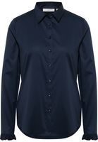 Satin Shirt Bluse in navy unifarben