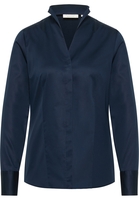 Satin Shirt Bluse in navy unifarben