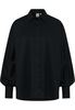 Satin Shirt Bluse in schwarz unifarben