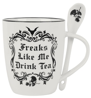 Alchemy England - Freaks Like Me Drink Tea - Kop - Unisex - wit zwart
