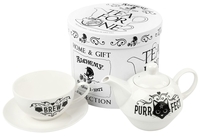 Alchemy England - Purrfect Brew - Tea for One Set - Teapot - Unisex - zwart wit