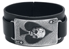 Alchemy Gothic - Ace Of Dead Spades - Lederen armband - Mannen - zwart zilverkleurig