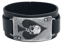 Alchemy Gothic - Ace Of Dead Spades - Lederen armband - Mannen - zwart zilverkleurig