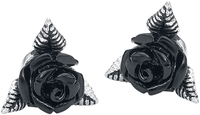 Alchemy Gothic - Black Rose Ear Studs - Oorbellenset - Vrouwen - zwart zilverkleurig