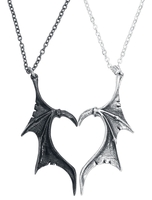 Alchemy Gothic - Demon Wings Sweetheart - Halsketting - Unisex - zwart zilverkleurig