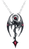 Alchemy Gothic - Dragon Cross - Halsketting - Unisex - zwart zilverkleurig