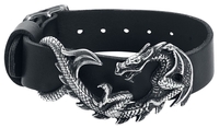 Alchemy Gothic - Maelstrom Leather Wristrap - Lederen armband - Unisex - zwart zilverkleurig
